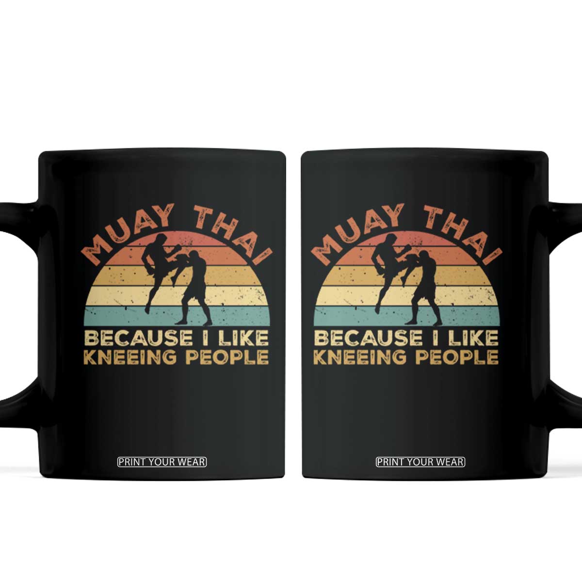 Funny Muay Thai Fighter Coffee Mug Because I Like Kneeing People Kickboxing Gift