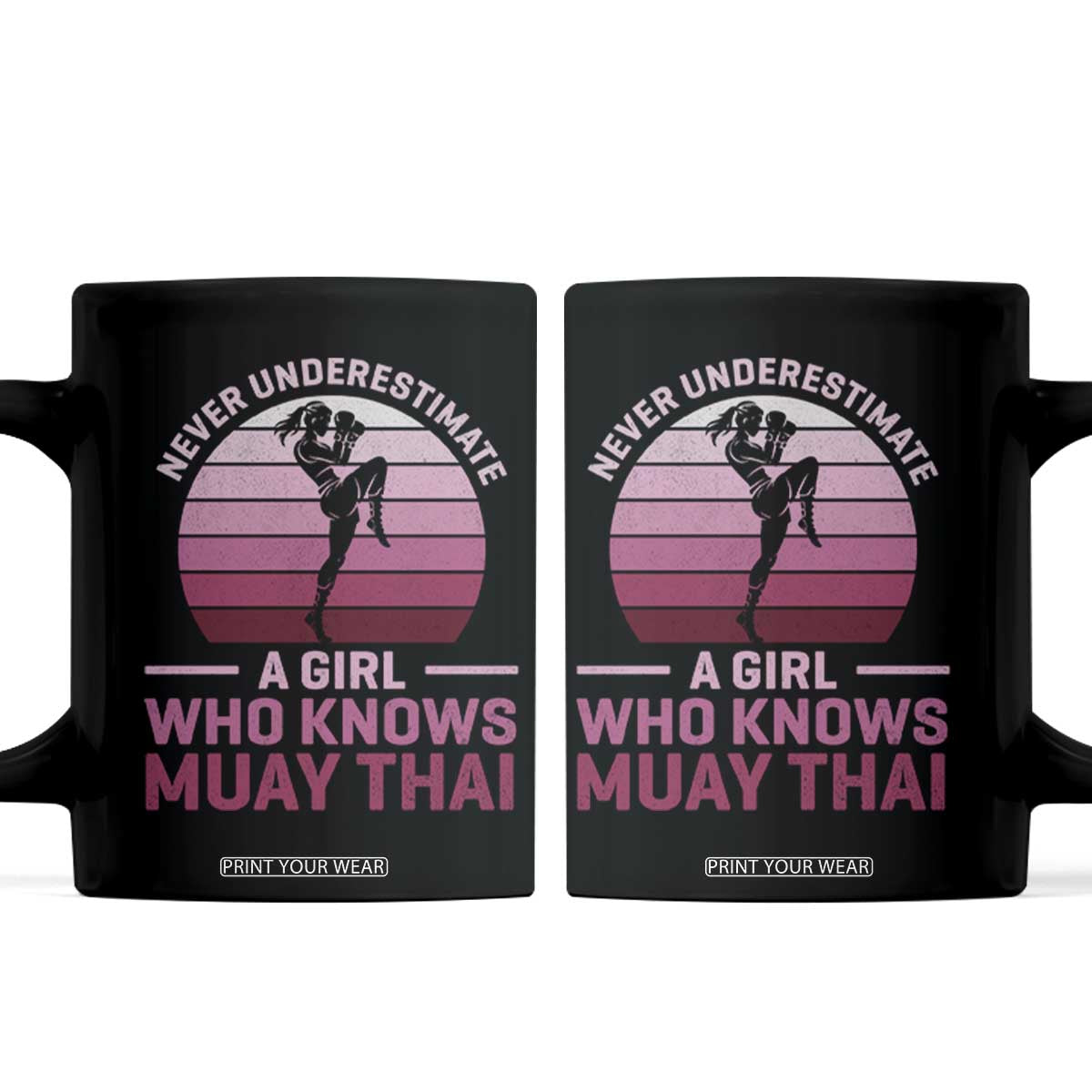 Vintage Kickboxing Girl Coffee Mug Never Underestimate A Girl Who Knows Muay Thai