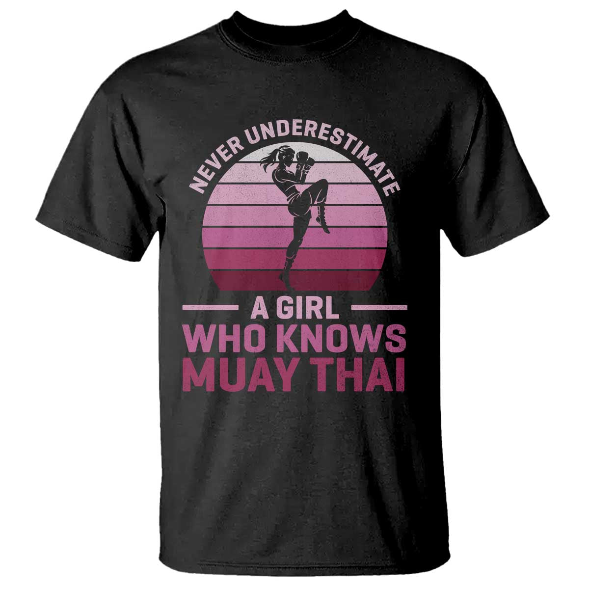 Vintage Kickboxing Girl T Shirt Never Underestimate A Girl Who Knows Muay Thai