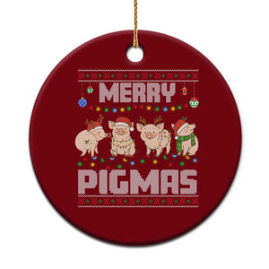 Funny Merry Pigmas Ceramic Ornament Christmas Pig Ugly Sweater Gift TS12 1pc Red Print Your Wear