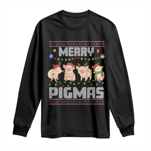 Funny Merry Pigmas Long Sleeve Shirt Christmas Pig Ugly Sweater Gift TS12 Black Print Your Wear