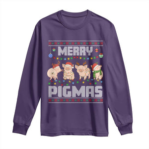 Funny Merry Pigmas Long Sleeve Shirt Christmas Pig Ugly Sweater Gift TS12 Purple Print Your Wear