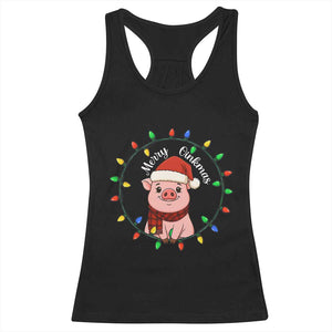 Funny Merry Oinkmas Racerback Tank Top Farmer Christmas Pig Lover Gift TS12 Black Print Your Wear