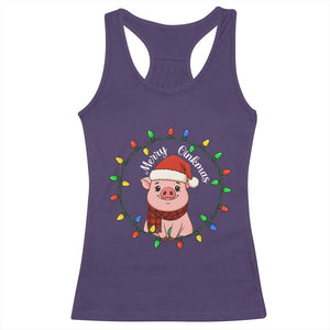 Funny Merry Oinkmas Racerback Tank Top Farmer Christmas Pig Lover Gift TS12 Purple Print Your Wear
