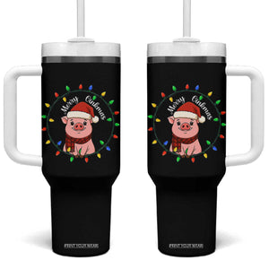 Funny Merry Oinkmas Tumbler With Handle Farmer Christmas Pig Lover Gift TS12 One Size: 40 oz Black Print Your Wear