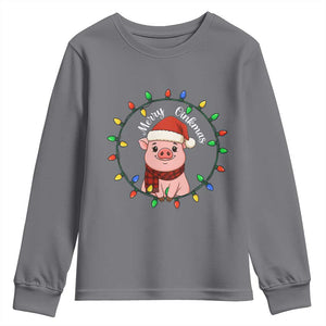 Funny Merry Oinkmas Youth Sweatshirt Farmer Christmas Pig Lover Gift TS12 Charcoal Print Your Wear