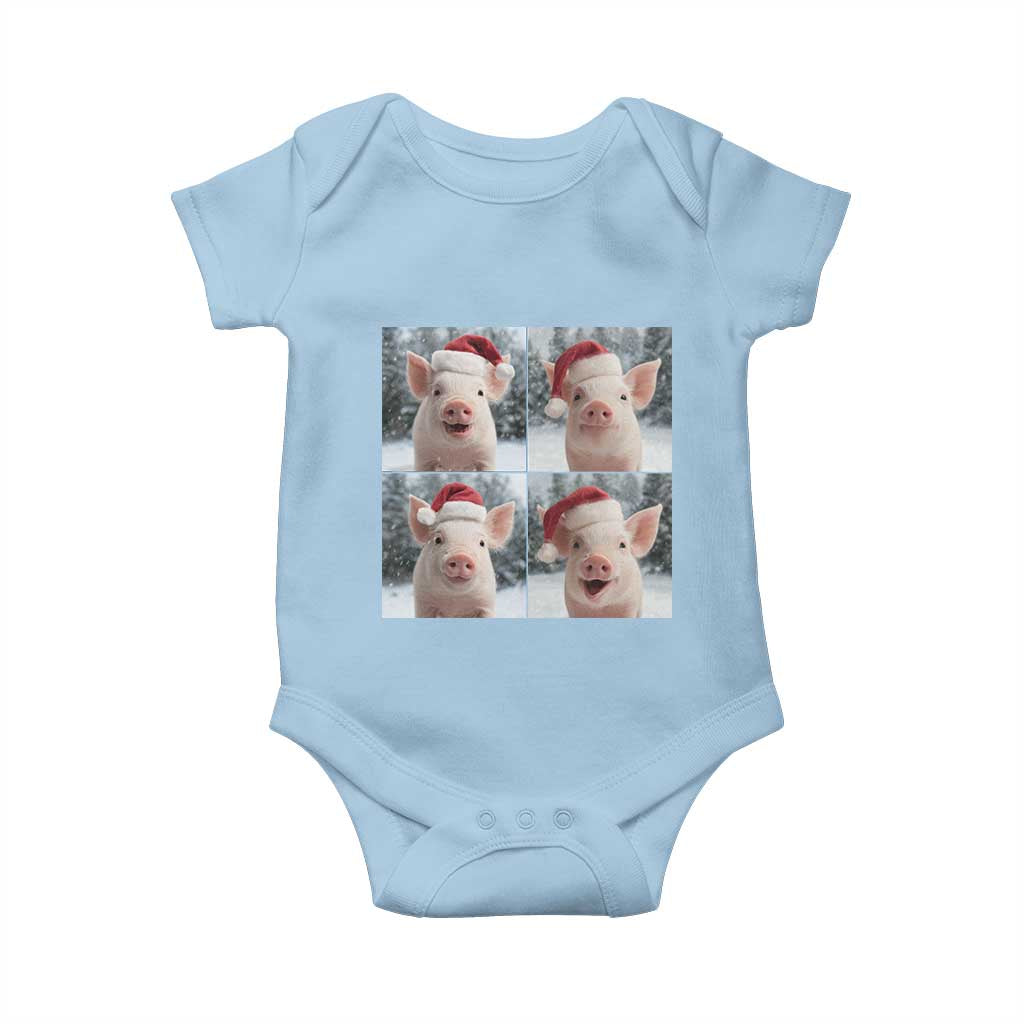 Funny Pig With Santa Hat Photobooth Baby Onesie Christmas Gift TS12 Light Blue Print Your Wear