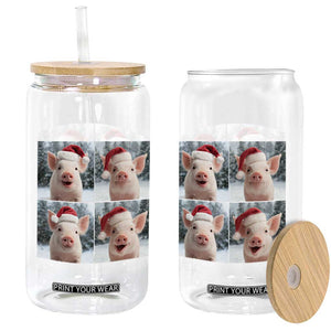 Funny Pig With Santa Hat Photobooth Glass Can Christmas Gift TS12 Print Your Wear