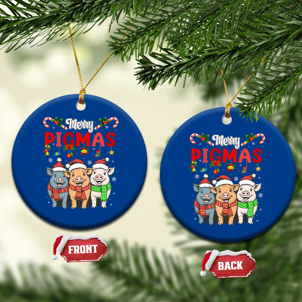 Funny Merry Pigmas Ceramic Ornament Christmas Pigs Farm Gift TS12 1pc Blue Print Your Wear