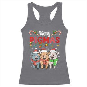 Funny Merry Pigmas Racerback Tank Top Christmas Pigs Farm Gift TS12 Charcoal Print Your Wear