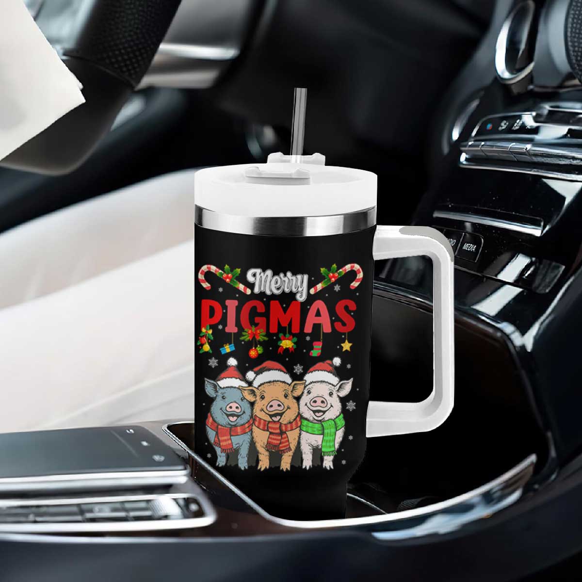Funny Merry Pigmas Tumbler With Handle Christmas Pigs Farm Gift TS12 Print Your Wear