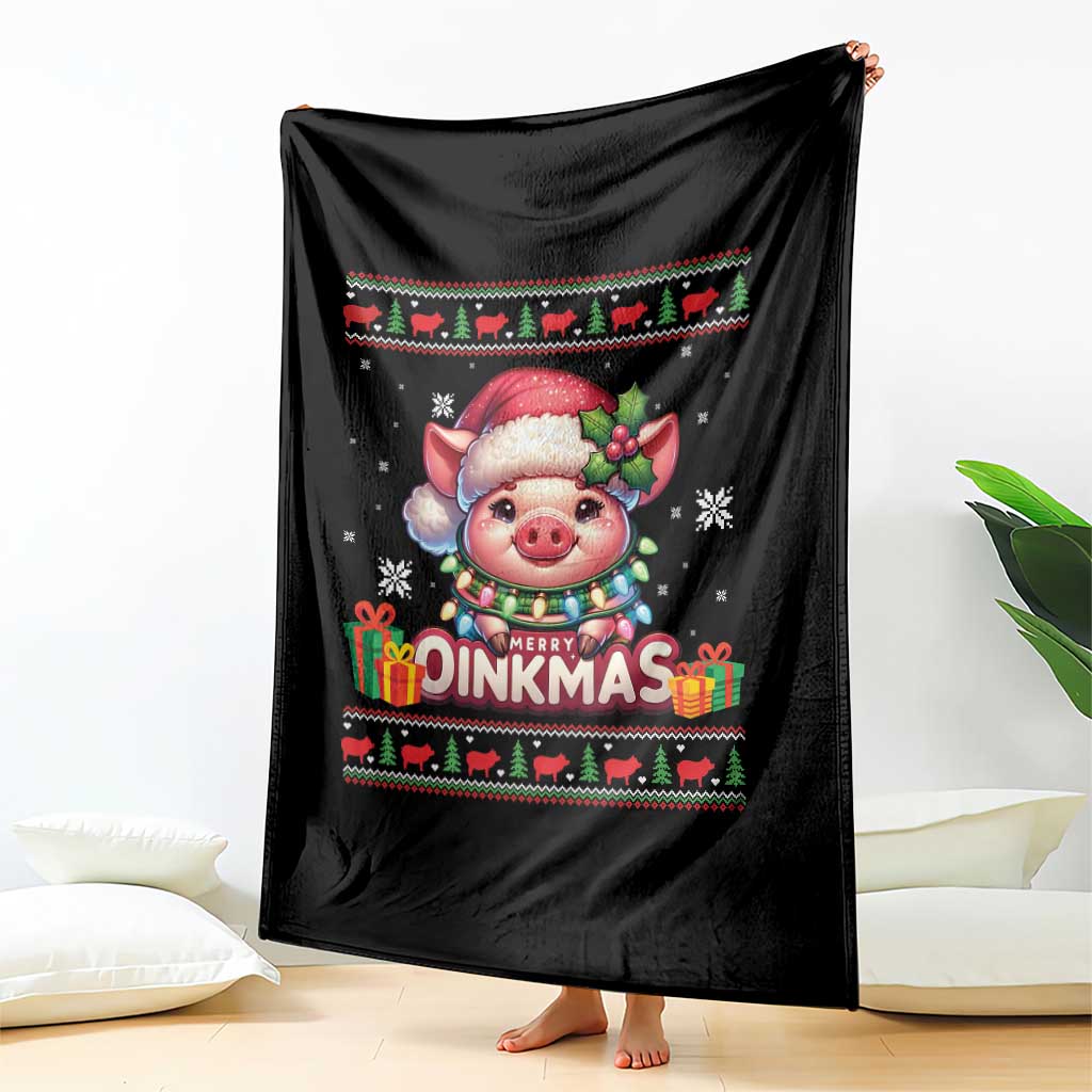 Funny Merry Oinkmas Throw Blanket Pig Lover Ugly Christmas Gift TS12 Print Your Wear