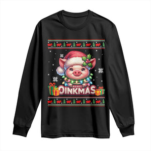 Funny Merry Oinkmas Long Sleeve Shirt Pig Lover Ugly Christmas Gift TS12 Black Print Your Wear