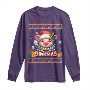 Funny Merry Oinkmas Long Sleeve Shirt Pig Lover Ugly Christmas Gift TS12 Purple Print Your Wear