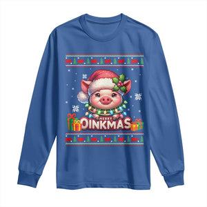 Funny Merry Oinkmas Long Sleeve Shirt Pig Lover Ugly Christmas Gift TS12 Royal Blue Print Your Wear