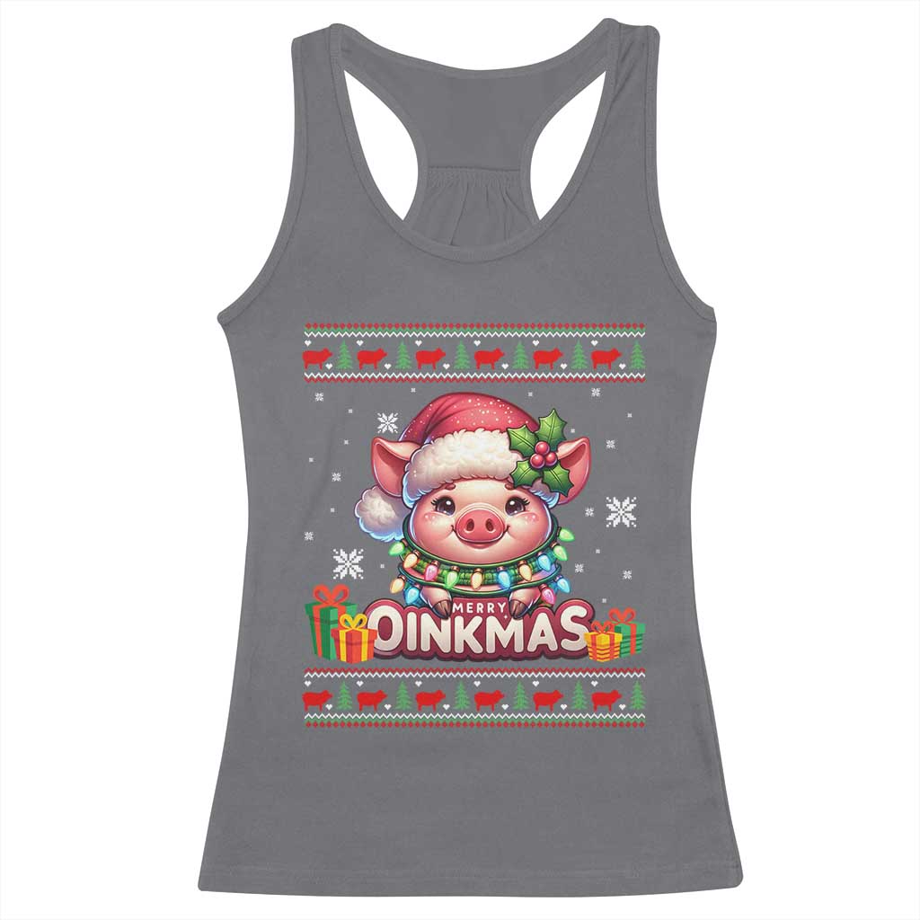 Funny Merry Oinkmas Racerback Tank Top Pig Lover Ugly Christmas Gift TS12 Charcoal Print Your Wear