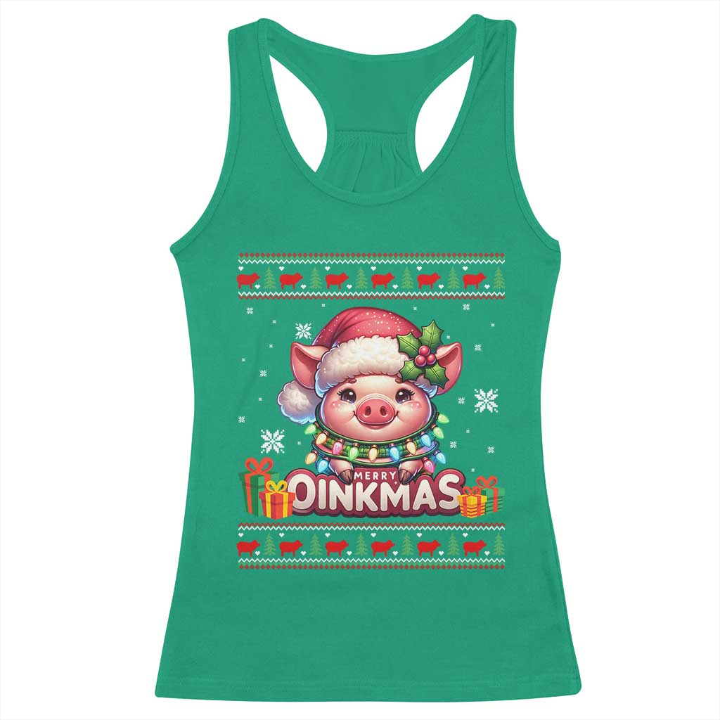 Funny Merry Oinkmas Racerback Tank Top Pig Lover Ugly Christmas Gift TS12 Irish Green Print Your Wear
