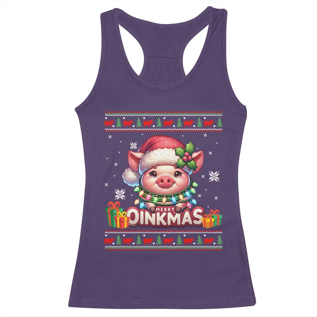 Funny Merry Oinkmas Racerback Tank Top Pig Lover Ugly Christmas Gift TS12 Purple Print Your Wear