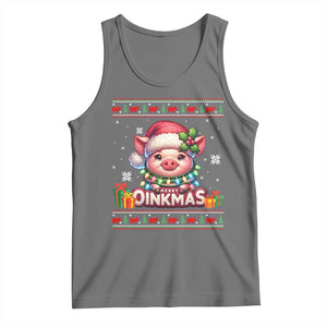 Funny Merry Oinkmas Tank Top Pig Lover Ugly Christmas Gift TS12 Black Heather Print Your Wear