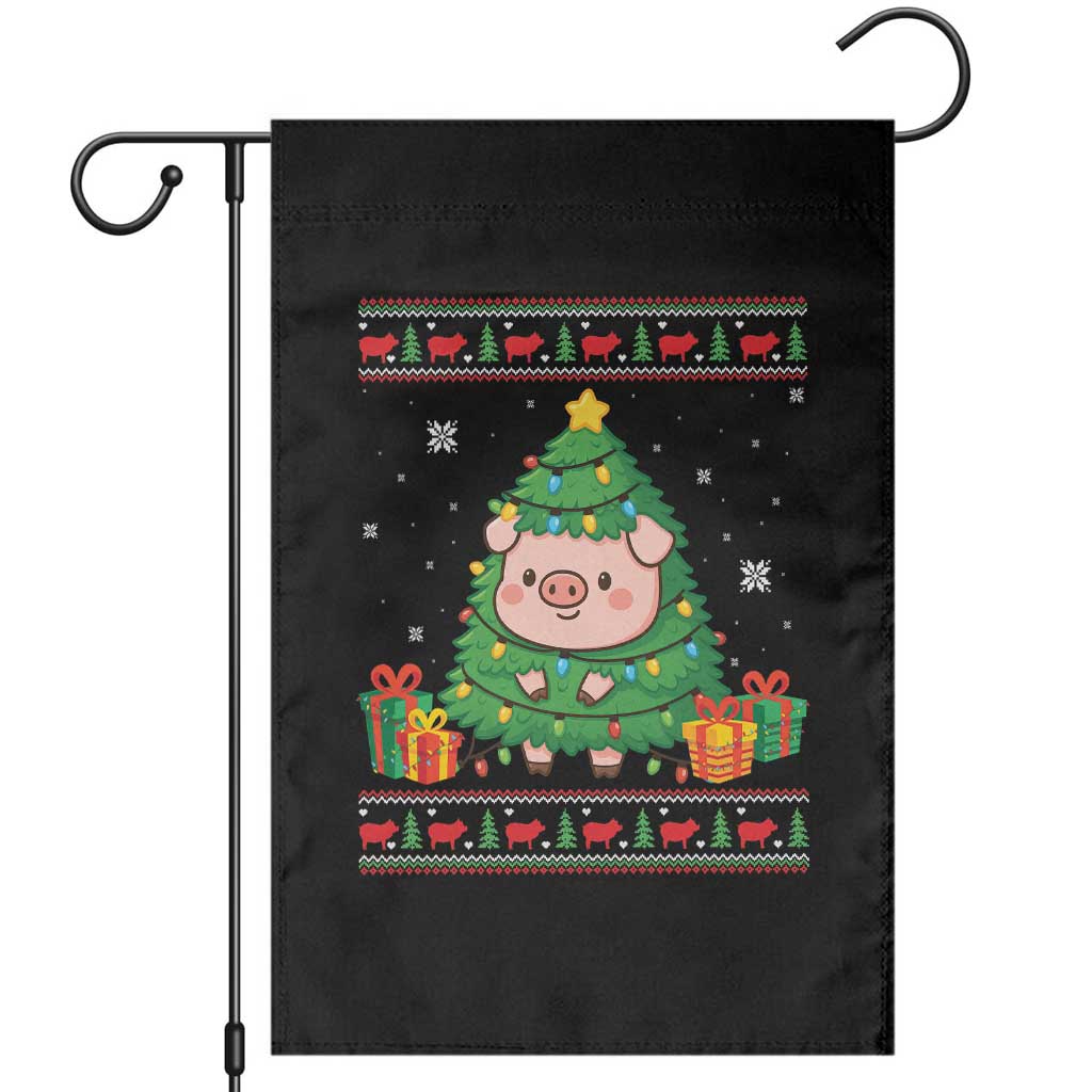 Funny Pig Christmas Tree Ugly Sweater Garden Flag Farm Animal Gift TS12 Black Print Your Wear