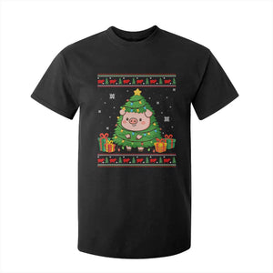 Funny Pig Christmas Tree Ugly Sweater T Shirt For Kid Farm Animal Gift TS12 Black Print Your Wear