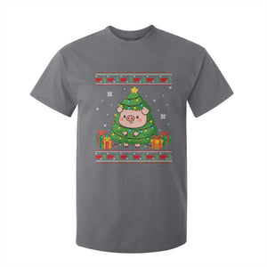 Funny Pig Christmas Tree Ugly Sweater T Shirt For Kid Farm Animal Gift TS12 Charcoal Print Your Wear