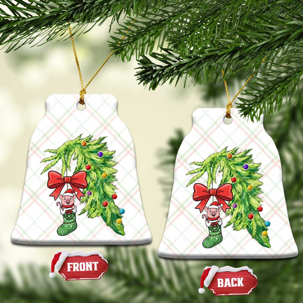 Funny Christmas Pig In Green Hand Naughty Ceramic Ornament Pet Lover Gift TS12 Print Your Wear