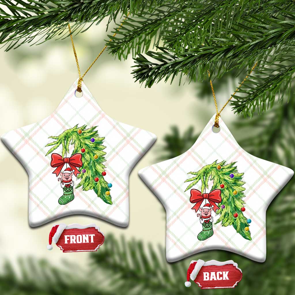 Funny Christmas Pig In Green Hand Naughty Ceramic Ornament Pet Lover Gift TS12 Print Your Wear