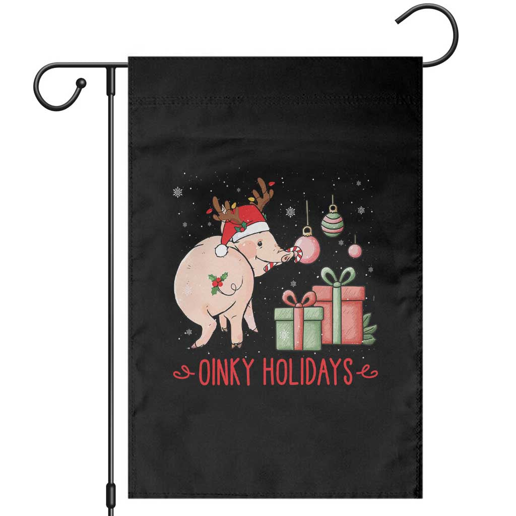 Oinky Holidays Garden Flag Funny Christmas Pig Lover Gift TS12 Black Print Your Wear