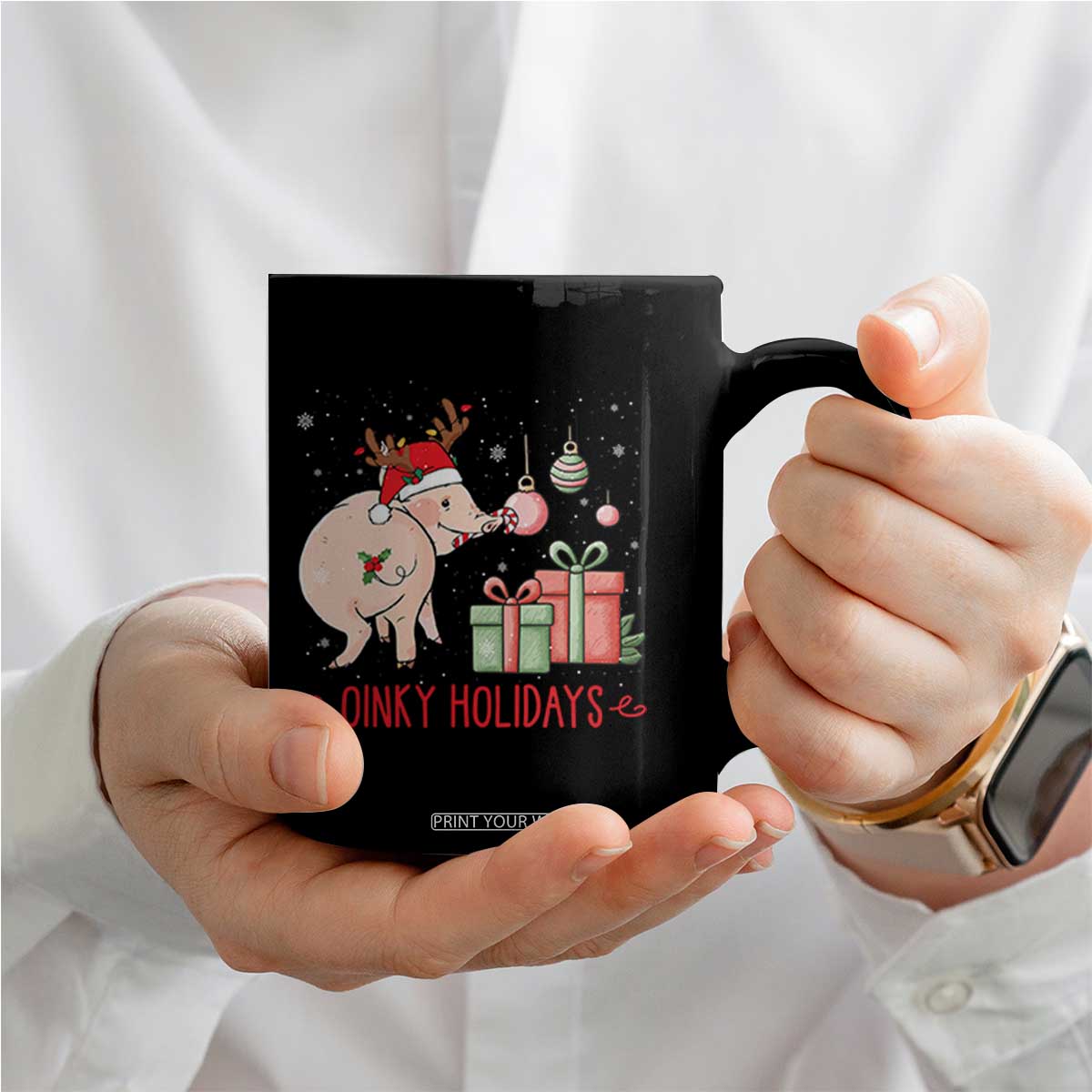 Oinky Holidays Coffee Mug Funny Christmas Pig Lover Gift TS12 Print Your Wear