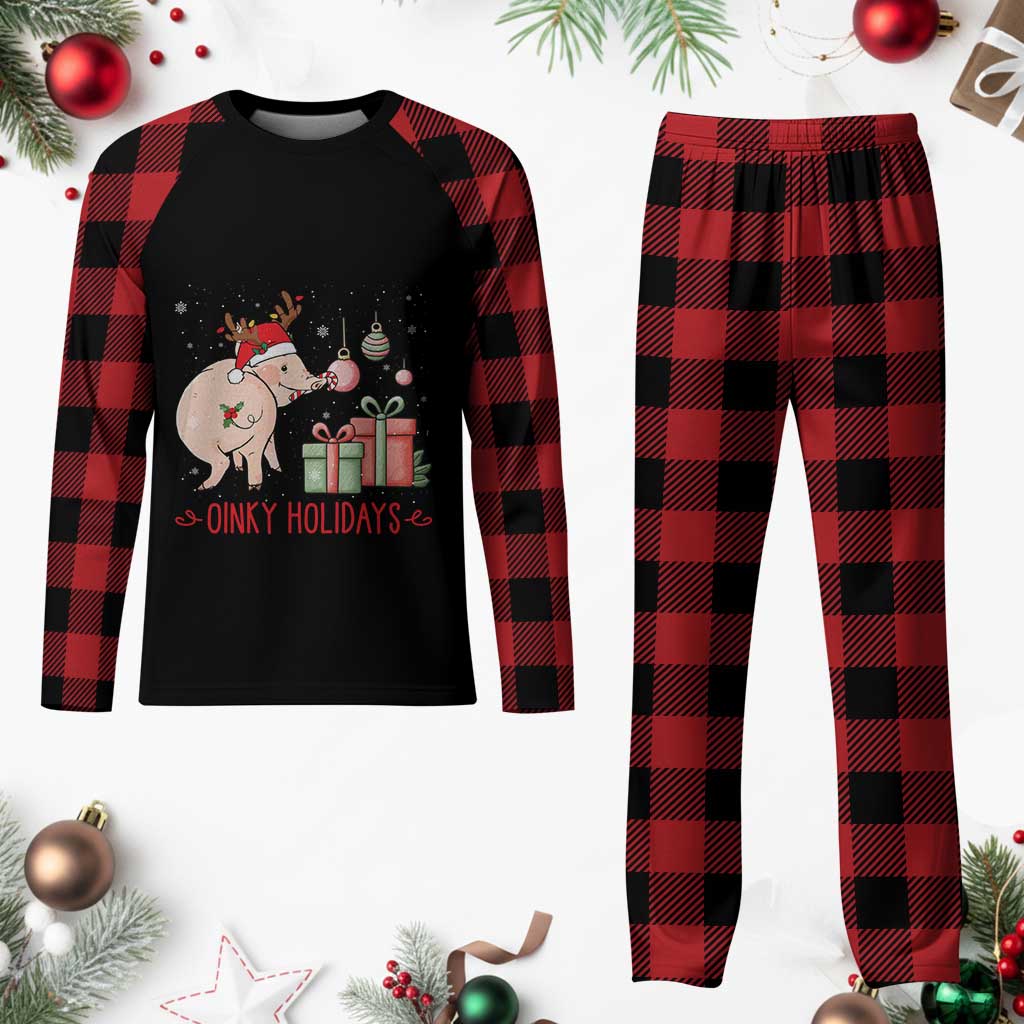 Oinky Holidays Plaid Pajama Set Funny Christmas Pig Lover Gift TS12 Buffalo Plaid Print Your Wear