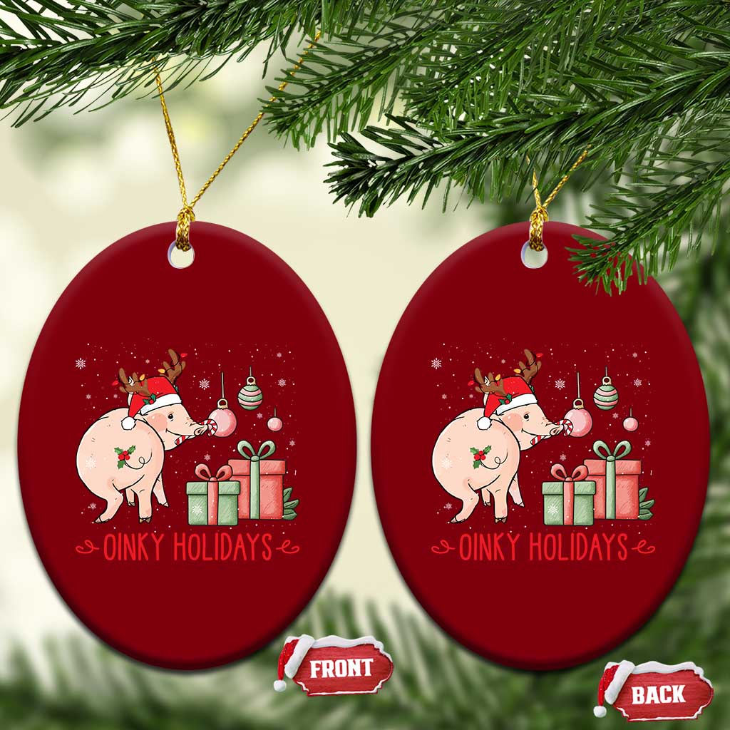 Oinky Holidays Ceramic Ornament Funny Christmas Pig Lover Gift TS12 Print Your Wear