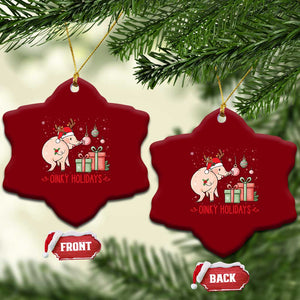 Oinky Holidays Ceramic Ornament Funny Christmas Pig Lover Gift TS12 Print Your Wear