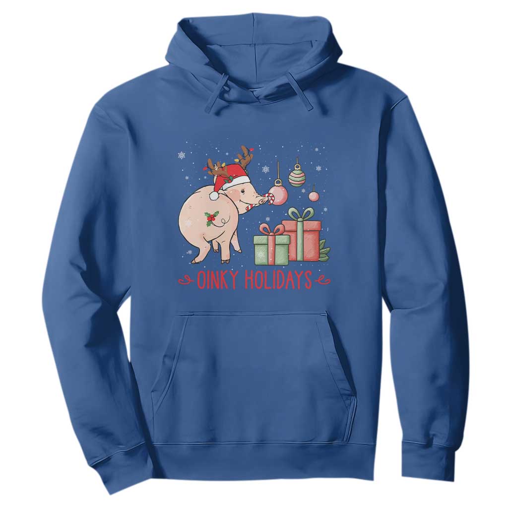 Oinky Holidays Hoodie Funny Christmas Pig Lover Gift TS12 Royal Blue Print Your Wear