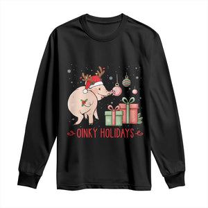 Oinky Holidays Long Sleeve Shirt Funny Christmas Pig Lover Gift TS12 Black Print Your Wear