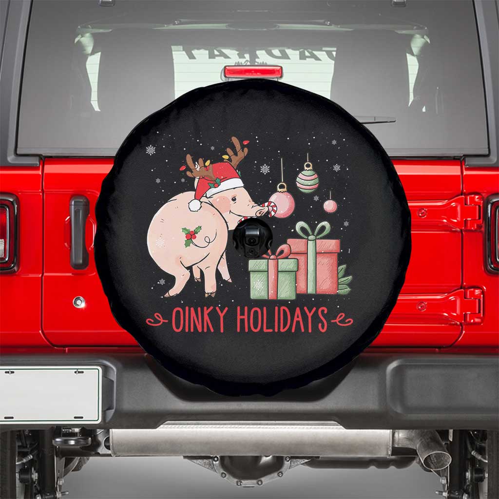 Oinky Holidays Spare Tire Cover Funny Christmas Pig Lover Gift TS12 Black Print Your Wear