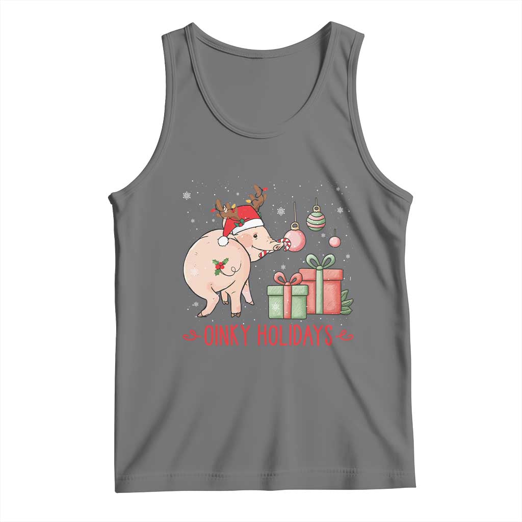 Oinky Holidays Tank Top Funny Christmas Pig Lover Gift TS12 Black Heather Print Your Wear