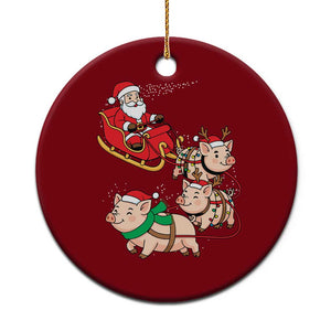 Santa Pig Sleigh Crew Ceramic Ornament Funny Christmas Pig Lover Gift TS12 1pc Red Print Your Wear
