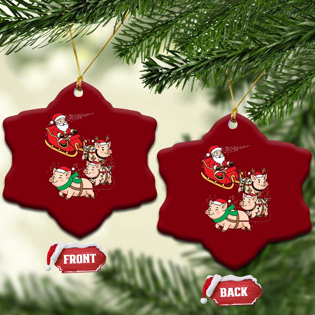 Santa Pig Sleigh Crew Ceramic Ornament Funny Christmas Pig Lover Gift TS12 Print Your Wear