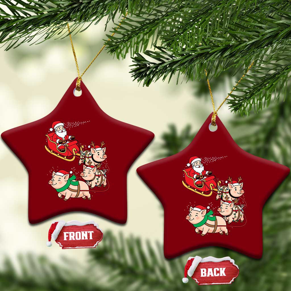 Santa Pig Sleigh Crew Ceramic Ornament Funny Christmas Pig Lover Gift TS12 Print Your Wear