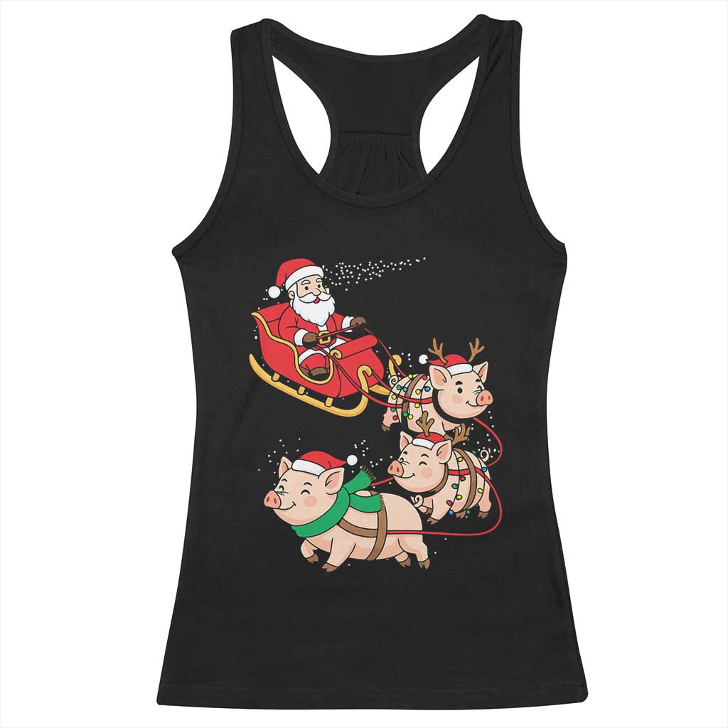 Santa Pig Sleigh Crew Racerback Tank Top Funny Christmas Pig Lover Gift TS12 Black Print Your Wear