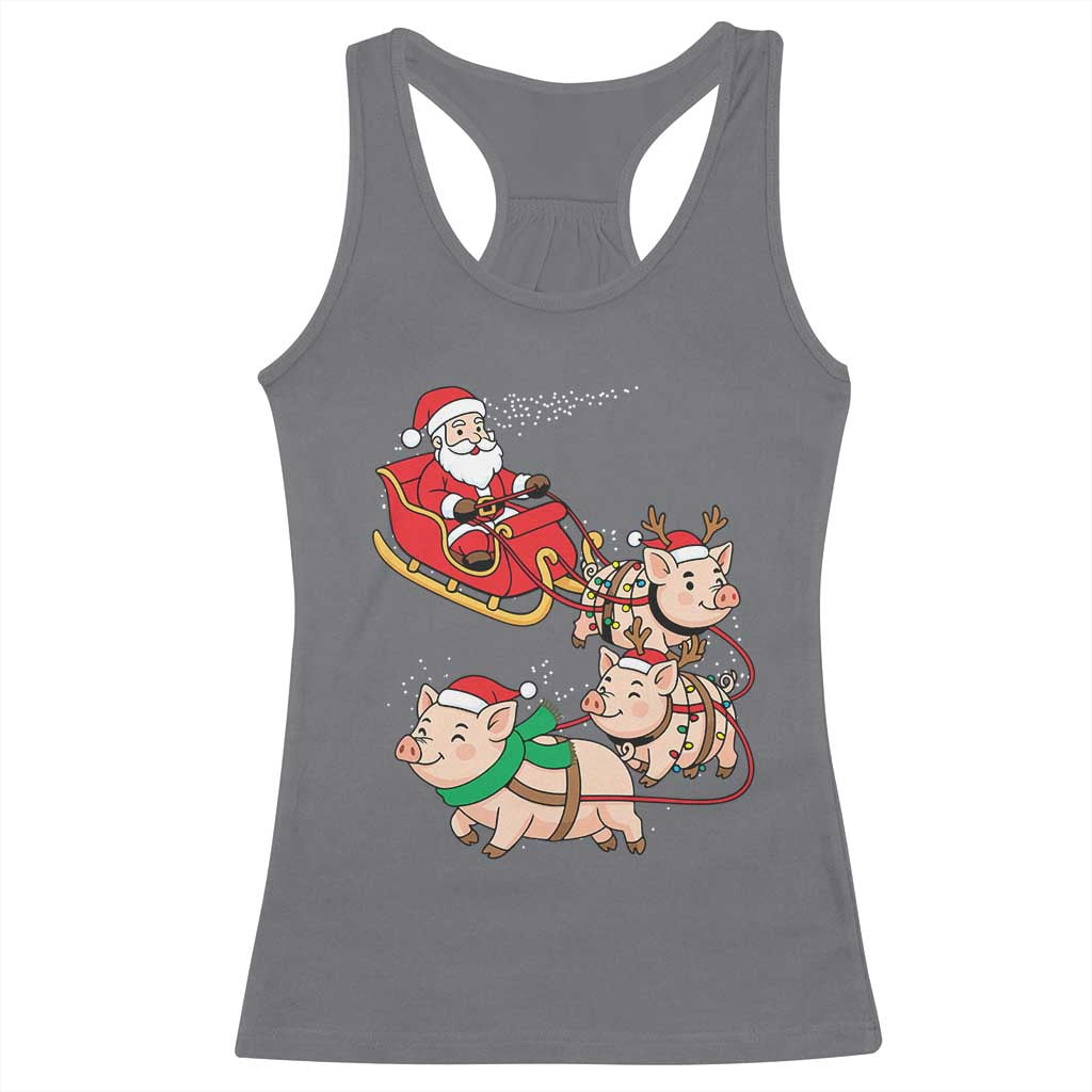 Santa Pig Sleigh Crew Racerback Tank Top Funny Christmas Pig Lover Gift TS12 Charcoal Print Your Wear
