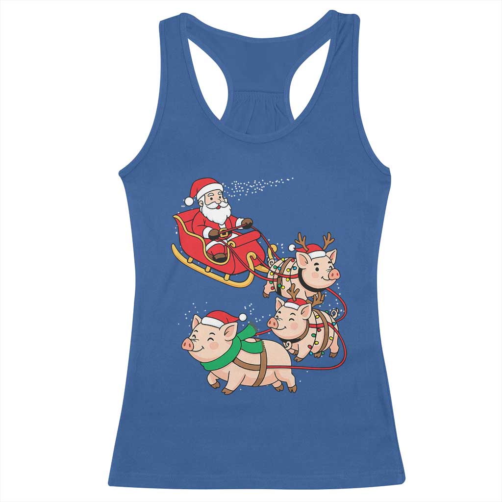 Santa Pig Sleigh Crew Racerback Tank Top Funny Christmas Pig Lover Gift TS12 Royal Blue Print Your Wear