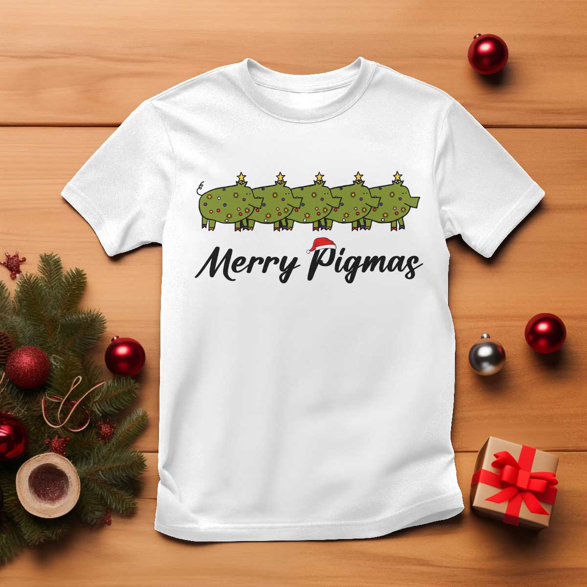Merry Pigmas T Shirt Holiday Gift For Pig Lovers TS12 White Print Your Wear