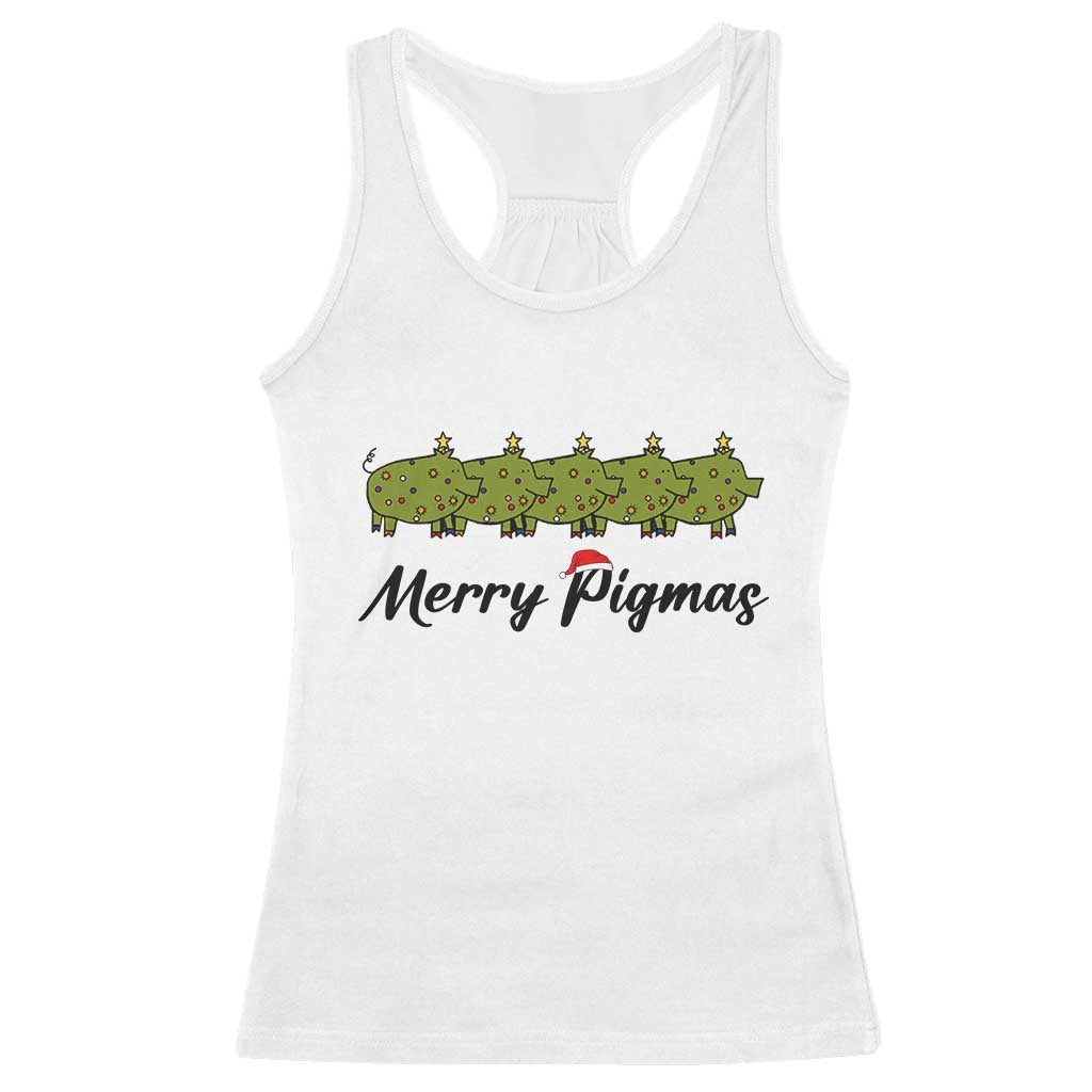 Merry Pigmas Racerback Tank Top Holiday Gift For Pig Lovers TS12 White Print Your Wear