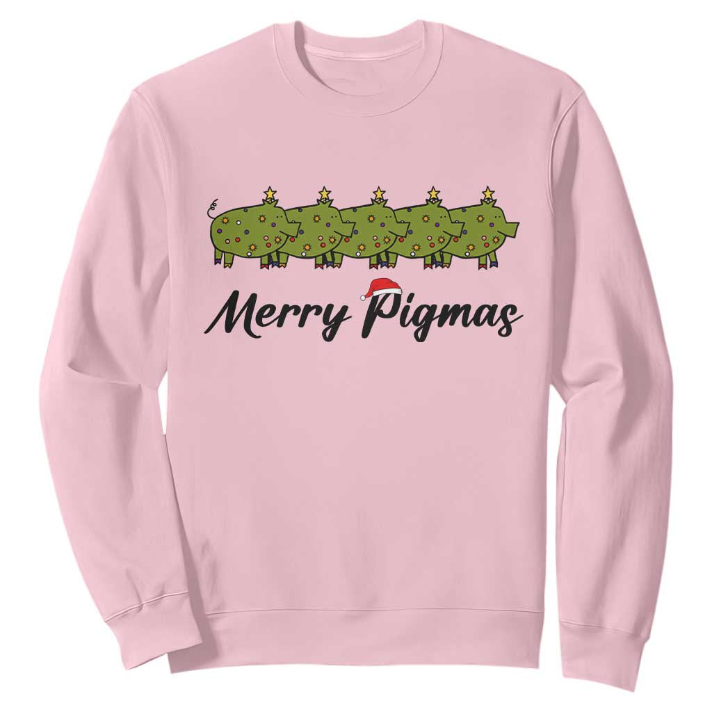 Merry Pigmas Sweatshirt Holiday Gift For Pig Lovers TS12 Light Pink Print Your Wear