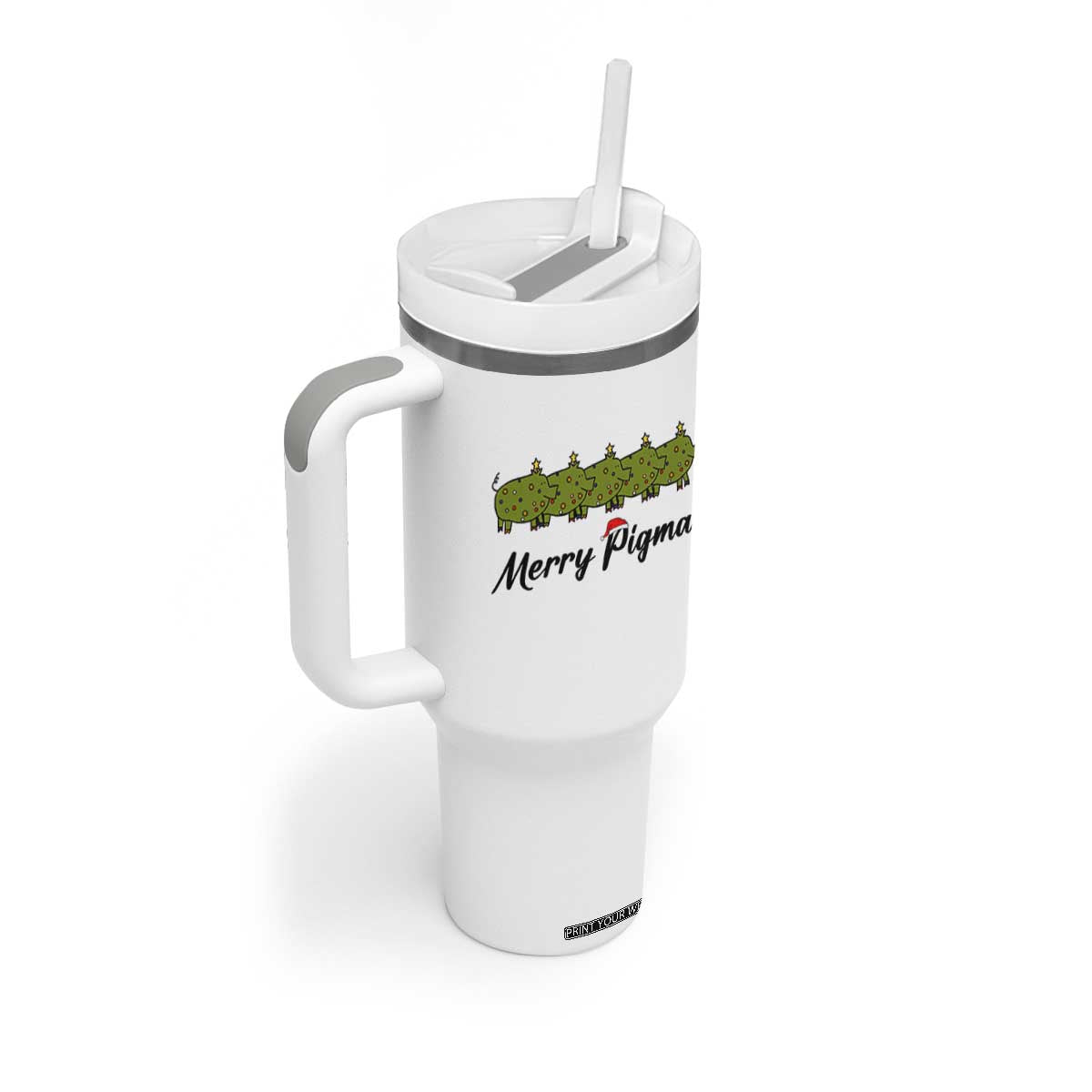 Merry Pigmas Tumbler With Handle Holiday Gift For Pig Lovers TS12 Print Your Wear