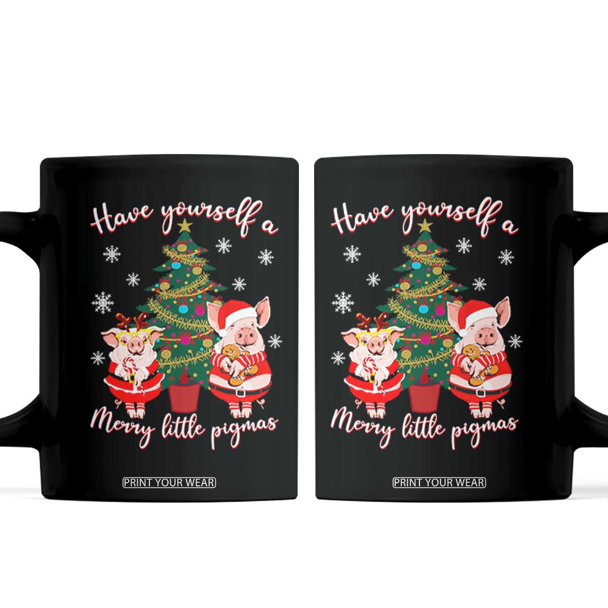 Have Yourself A Merry Little Pigmas Coffee Mug Christmas Pig Lover Farm Life TS12 Black Print Your Wear