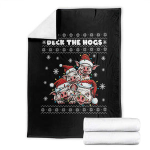 Deck The Hogs Ugly Christmas Sweater Throw Blanket Pig Lover Gift TS12 Black Print Your Wear