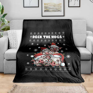 Deck The Hogs Ugly Christmas Sweater Throw Blanket Pig Lover Gift TS12 Print Your Wear